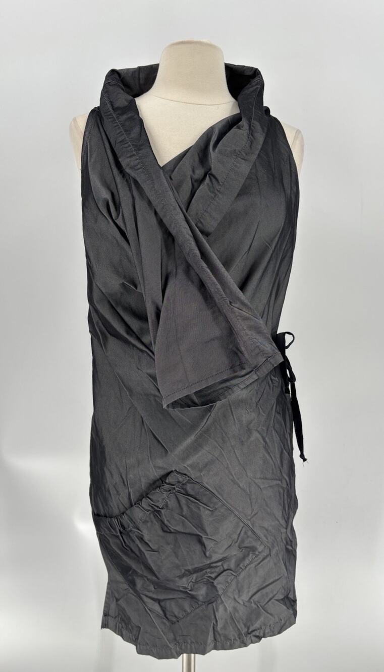 Bryn Walker L Gray Asymmetrical Wrap Vest Lagenlook Avant Garde Art to Wear